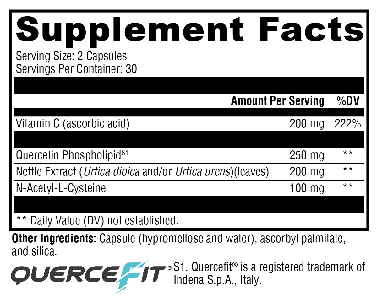 XYMOGEN Quercetin 20× Plus - Quercetin Phytosome Supplement for Immune & Respiratory Support - With Vitamin C & Nettle Leaf - 60 Capsules
