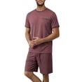 thumbnail image 4 of GENTS BLISS Men Pajamas Set Crewneck 2 Piece Set Short Sleeve Shirt with Color Block Pocket and Soft Shorts Loungewear, 4 of 11