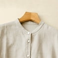 thumbnail image 4 of Olyvenn Solid Color Linen Long-Sleeved Single-Breasted Collar Tops Button Down Shirts Women's Fall Korean Stylish Loose Elegant Shirt Khaki L, 4 of 8