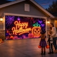 thumbnail image 5 of Large Halloween Garage Door Backdrop Pumpkin Bat Moon Print Front Yard Halloween Outdoor Decorations Seasonal Decor Curtain, 5 of 5