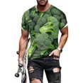 thumbnail image 4 of Fashion Street Fashion Casual 3D Realistic Broccoli Printed Short Sleeve T-Shirt Unique Vegetable Pattern Digital Printing Hip Hop Men's Clothing, 4 of 6