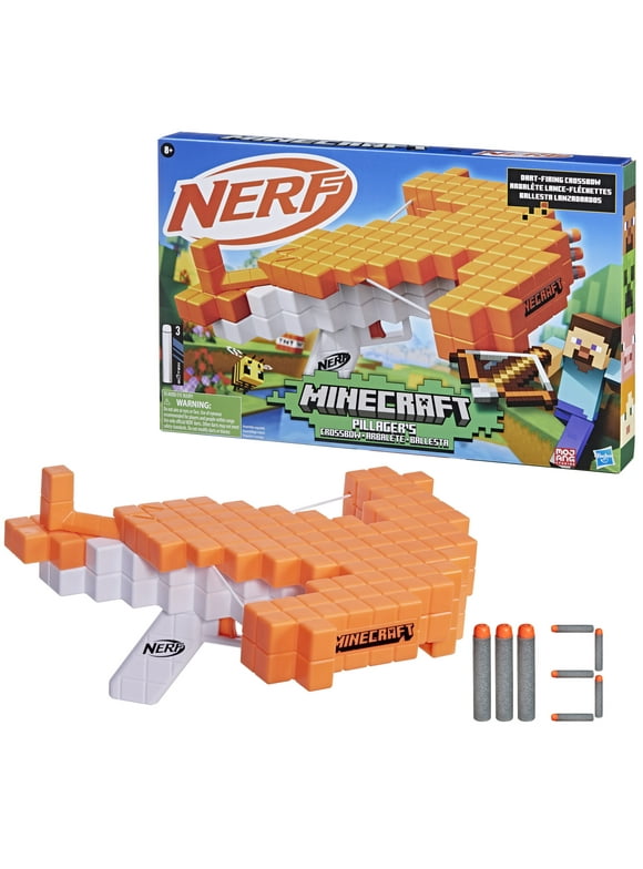 Nerf Minecraft Pillager's Crossbow Kids Toy Blaster with 3 Darts