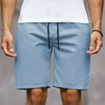 thumbnail image 6 of LNWUY Mens Solid Color Casual Shorts Elastic Waist Drawstring Shorts Outdoor Lightweight Comfort Breathable Summer Beach Shorts Light Blue XXL, 6 of 6