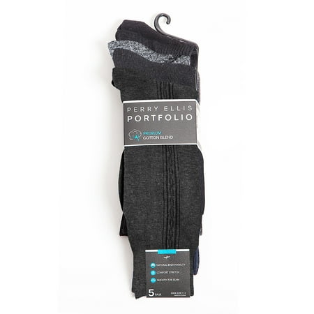 Perry Ellis Portfolio Premium Cotton Blend 5 Pack Socks