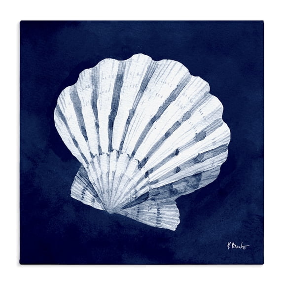 Stupell Industries Coastal Cyanotype Shells Traditional Scallop Canvas Art, 24 x 24, by Paul Brent