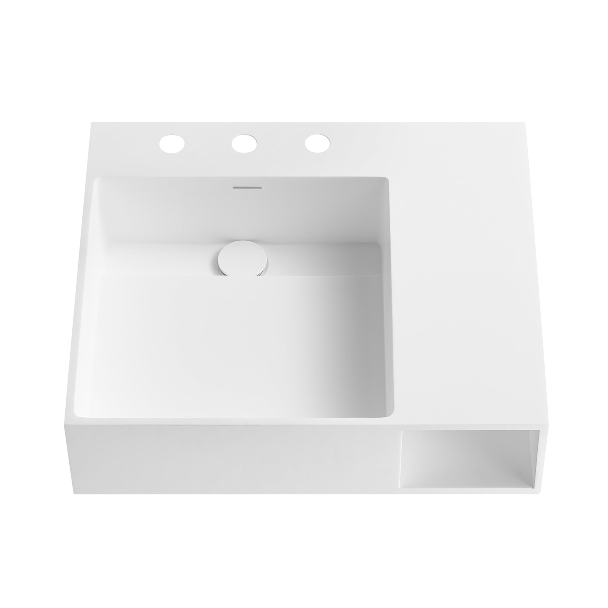 Gourmetier VPB3248SQA Modern 24-Inch Solid Surface Console Sink (8-Inch, 3-Hole) in Matte White