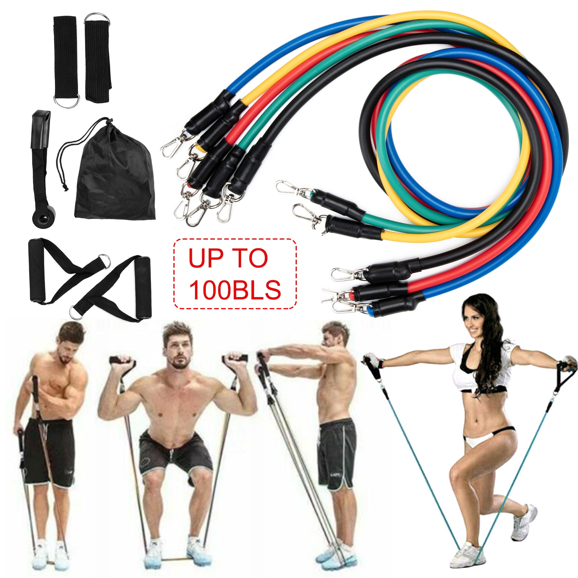 eenheid kwaad wrijving Exercise Resistance Bands Set Stretch Training Band Set with Door Anchor  Physical Therapy Keep Fit Exercise Bands with Handles Ankle Straps and  Carry Bag - Walmart.com