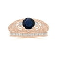 thumbnail image 4 of Angara Natural 1 Ct. Blue Sapphire with Diamond Vintage Inspired Ring in 14K Rose Gold for Women (Ring Size: 3.5), 4 of 10