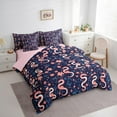 thumbnail image 3 of Homewish Cute Cartoon Snake 7 Pieces Bedding Comforter Set,Kawaii Cherry Blossom Full Bedding Set,Deepblue Pink Fitted Sheet Flat Sheet For Girls Kids,Ultra Soft Home Decor Reversible, 3 of 8
