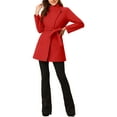 thumbnail image 2 of INSPIRE CHIC Trench-Coat Long Classique d'Hiver à Col Montant et Taille Nouée pour Femmes G Rouge, 2 of 7