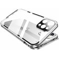 thumbnail image 1 of KOMI 360° Full Body Case Compatible with iPhone 16 Plus Clear Case with Lock and Screen Protector Camera Protector Clear Double Sided Glass Magnetic Aluminium Alloy Bumper Case, Silver, 1 of 5