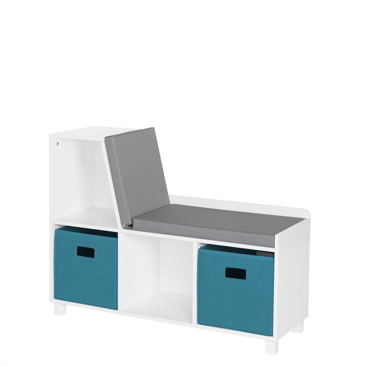 Collection Book Nook Maison RiverRidge® Banc de rangement pour enfant avec casiers blancs et bacs 2 pièces taupe