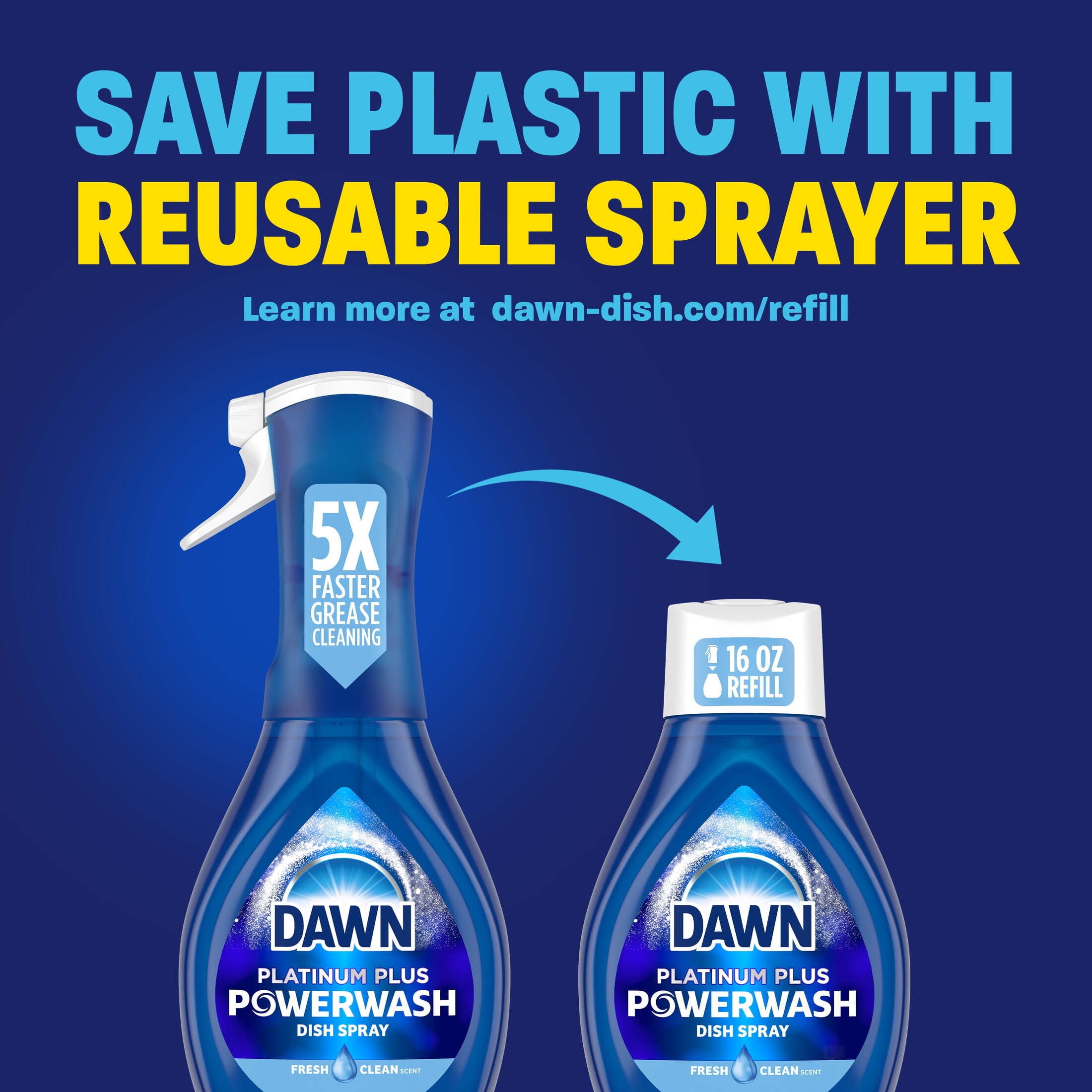 (3 pack) Dawn Powerwash Spray Refill, Dish Soap, Dishwashing Liquid, Fresh, 1 Refill