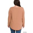 thumbnail image 2 of Zenana Women & Plus Relaxed Fit Long Sleeve Round Neck & Hem Jersey Tee Shirt Top, 2 of 3