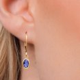 thumbnail image 3 of Gem Stone King 14K Yellow Gold Blue Iolite Dangle Earrings for Women | 1.30 Cttw | Gemstone Birthstone | Oval Checkerboard 7X5MM, 3 of 6