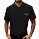 thumbnail image 1 of Camisetas Elvqul de Caballero Lino Negro Algodón Estampilla Manga Corta Playa con Solapa Botones, 1 of 6
