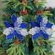thumbnail image 4 of Decoración navideña con lentejuelas y flores | Arreglo floral de nailon artesanal con encaje, cascabeles y bordes dorados | Elegante adorno para árbol de Navidad para decoración navideña, 4 of 6