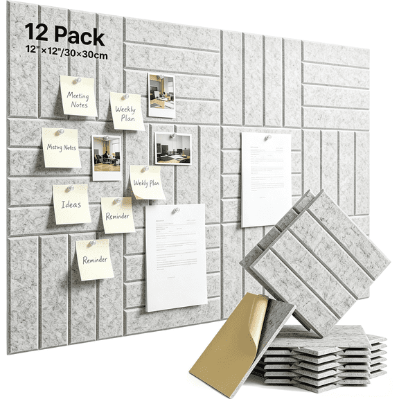 Felt Bulletin Board – 48x36 inch Soft Gray Push Pin Tiles for Office & Home Use