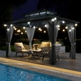 thumbnail image 7 of Luku Hardtop Gazebo with Polycarbonate Double Roof, Rust-Resistant Aluminum Frame, Curtains, Netting, All-Weather Sunshade Pavilion for Patio, Garden, Lawn, Outdoor Entertaining, 7 of 7