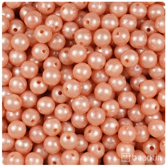 BeadTin Peach Pearl 8mm Round Craft Beads (300pcs)