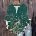 thumbnail image 5 of Smsaxvxz Womens Summer Tops Fashion Boho Floral Printed Button V Neck 3/4 Ruffle Sleeve Shirts Casual Loose Beach Blouse Tops B-17 XL, 5 of 5