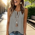 thumbnail image 2 of Rvasteizo Tank Tops for Women Casual Solid Linen Small V Neck Loose Sleeveless Light Summer Ladies Daily Loose Relaxed Camisole Blouse, 2 of 5