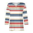 thumbnail image 4 of Ounisa 3/4 Length Sleeve Womens Tops V Neck Casual Henley Button Shirts Print Trendy Blouses Summer Tee, 4 of 5