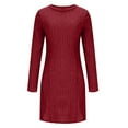 thumbnail image 5 of Felirenzacia Women’s Long Sleeve Midi Sweater Dress, Round Neck Ribbed Textured Fabric Fitted Dress, Elegant Party and Office Wear, 5 of 8
