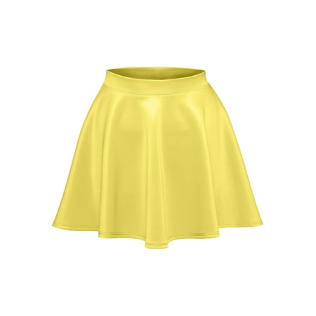 Back Skirt Set - Luna Flower Women's Basic Versatile Stretchy Flared Skater Skirt GREY Medium (LFWSK0009)