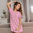 thumbnail image 3 of Uemuo Breast Cancer Awareness Pattern Women’s Nightdress – Casual Sleep Shirt, Soft Relaxed Fit Short-Sleeved Cotton Sleepwear for Home, Bedtime, and Lounging, 3 of 6