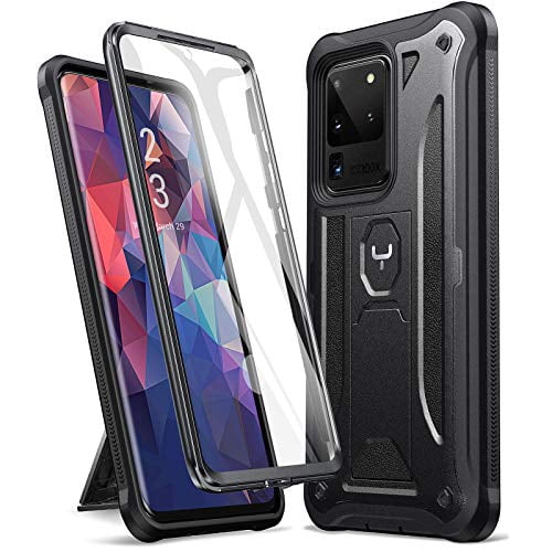 YOUMAKER Designed for Samsung Galaxy S20 Ultra Case with Built-in Screen Protector Work with Fingerprint ID Kickstand Full Body Heavy Duty Shockproof Cover for Galaxy S20 Ultra 5G 6.9 inch Black