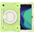 thumbnail image 4 of ELEHOLD Military Grade Shockproof Case For Samsung Galaxy Tab A8 10.5 (2022), Heavy Duty Protection Ring Stand Cover, Adjustable Angel, Detachable Shoulder Strap, Pencil Holder, Matcha Green, 4 of 11