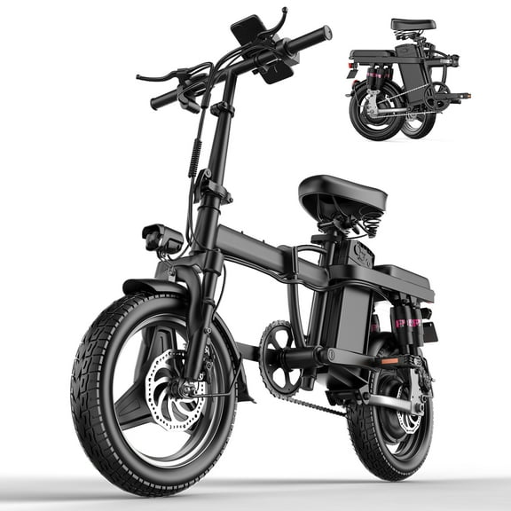ASKGO14" Electric Folding Bike , 750W Peak Electric Bike for Adults , 25MPH, 30-45 Miles Range, E-Bike with Dual Brake & Multi Suspension, Portable Electric Mini Bike