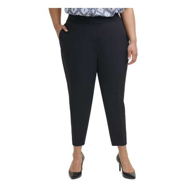 CALVIN KLEIN Womens Navy Pocketed Darted Pull-on Style Wear To Work Pants  Plus 22W
