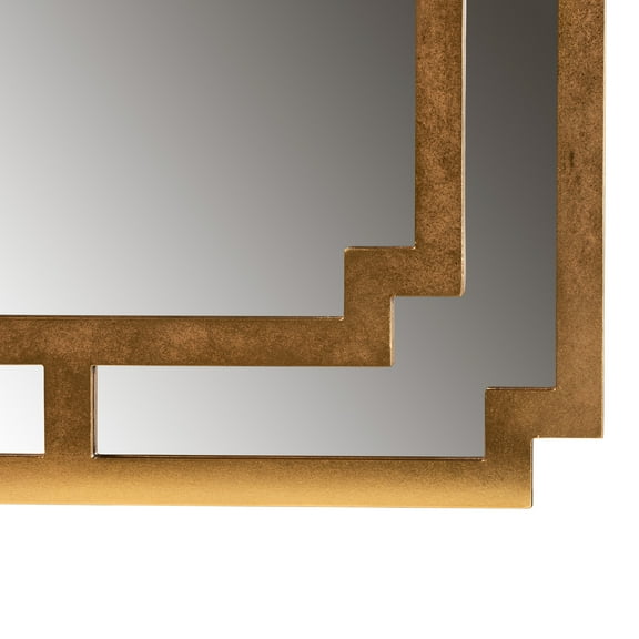 Antique Gold Wall Mirror - Wood Accent Mirror - Decorative Home Mirror - Living Room Mirror