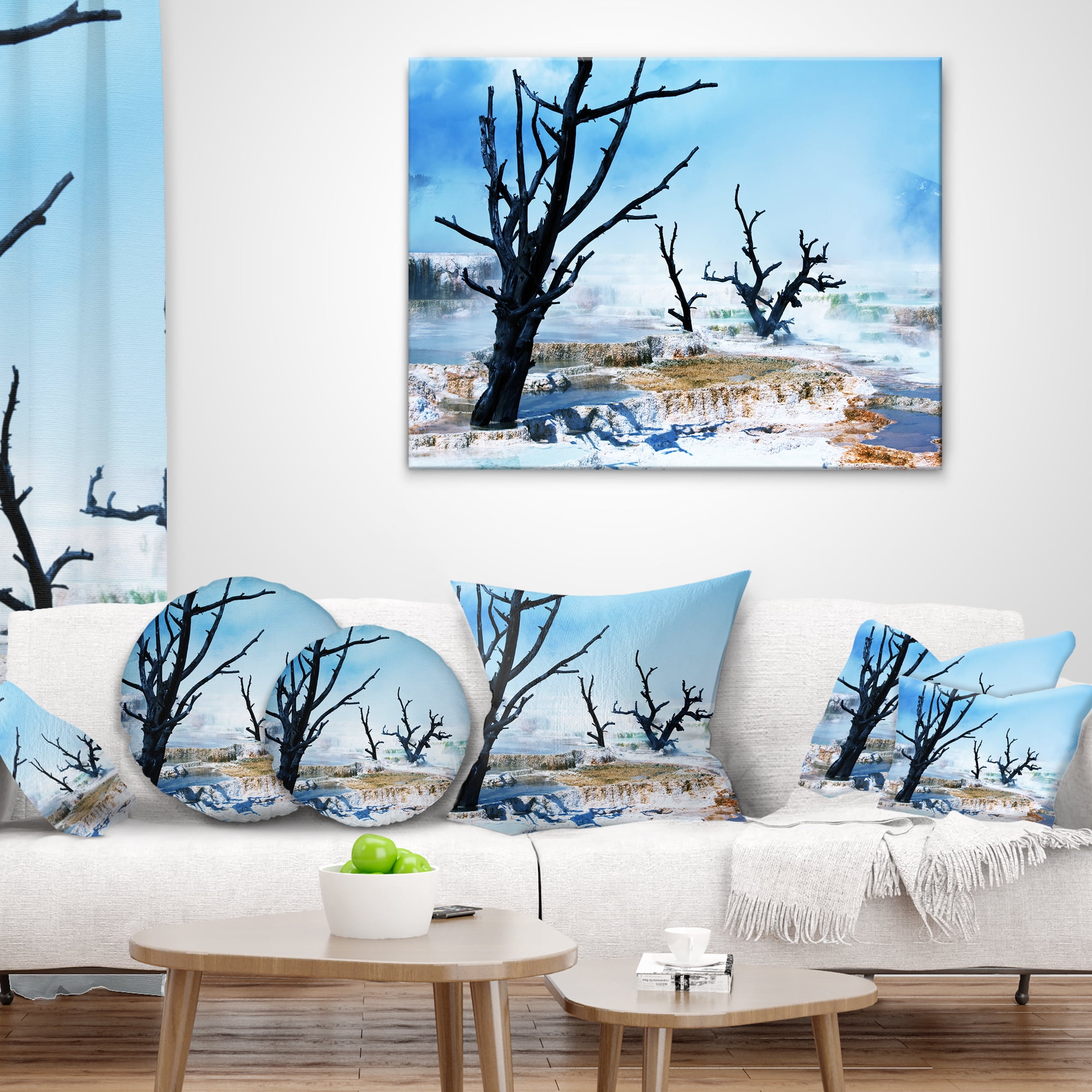 Designart Beautiful Land with Large Dry Trees - Landscape Printed Throw Pillow - 12x20