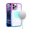 thumbnail image 2 of For Apple iPhone 14 Pro (6.1") Transparent Two Tone Gradient Colorful Frame Hybrid Compatible with MagSafe Charging Cover ,Xpm Phone Case [ Purple/ Blue ], 2 of 4