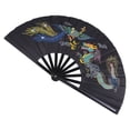 thumbnail image 2 of 1pc Troditional Chinese Pattern Folding Fan Handheld Fan For Tai Chi Fitness Martial Arts Kung Fu Performance(black), 2 of 2