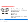 thumbnail image 2 of Front Brake Pad and Rotor Kit - Compatible with 1993 - 1997 Geo Prizm 1994 1995 1996, 2 of 2