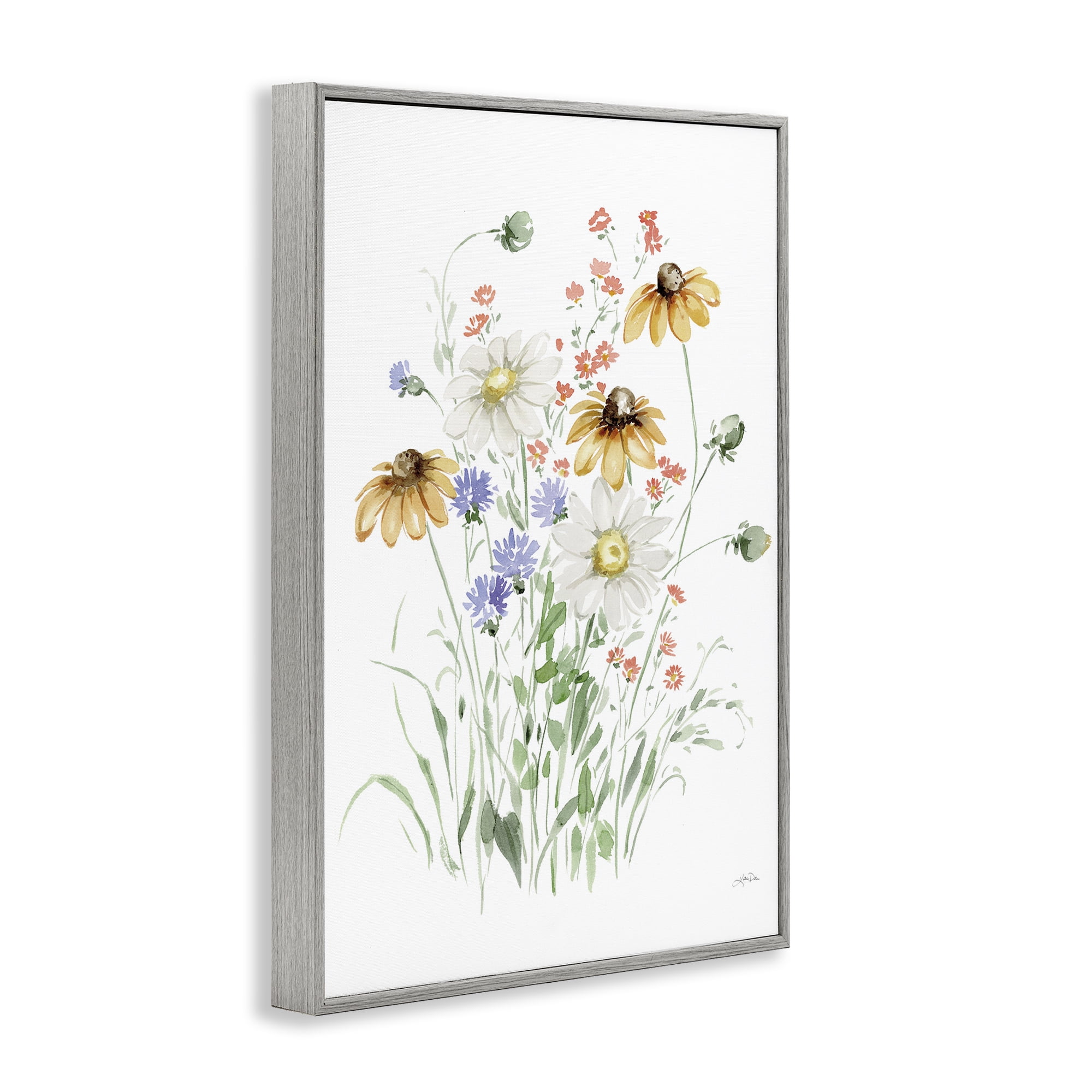Stupell Industries Summer Garden Blooms Botanical & Floral Painting Gray Framed Art Print Wall Art, 12 x 18