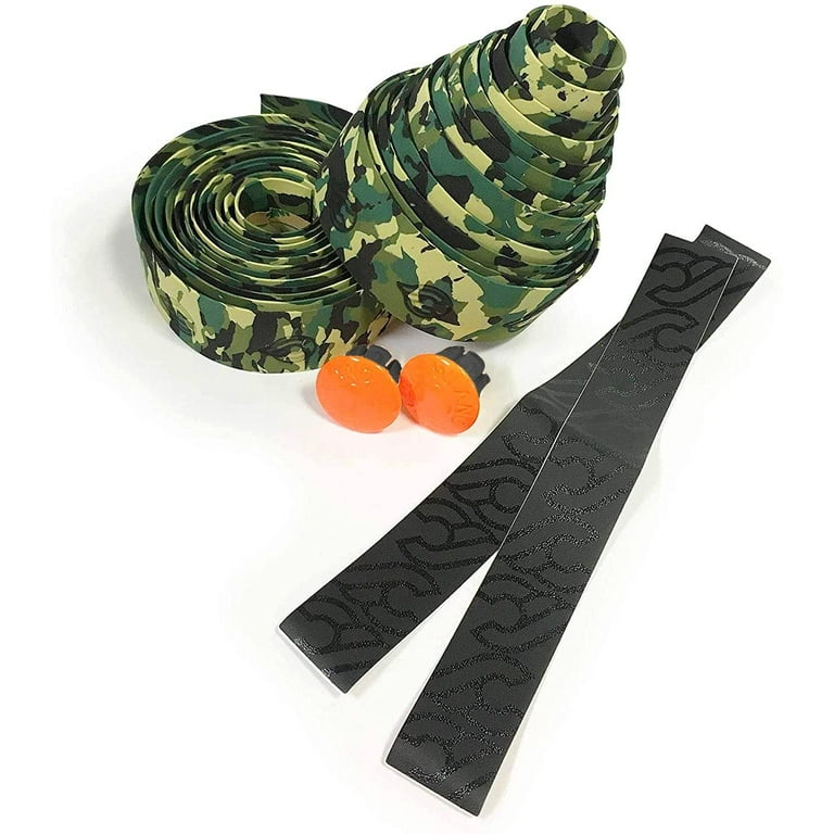 Cinelli Cork Bicycle Handlebar Tape Camouflage Green with Orange Plugs