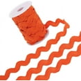thumbnail image 1 of Cinta de zigzag de 12.5 yardas para coser, cinta ondulada de 1/2 pulgada, zigzag, naranja y rojo, cinta de encaje en forma de S, tela tejida de poliéster con carrete, 1 of 9