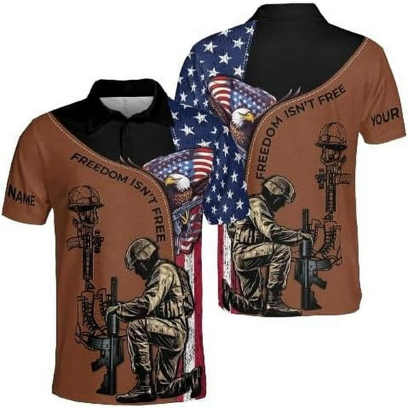 Lotusprinthandmade Personalized Name Veteran US Veteran Polo Shirt (Lightweight) S-5XL Multicolor