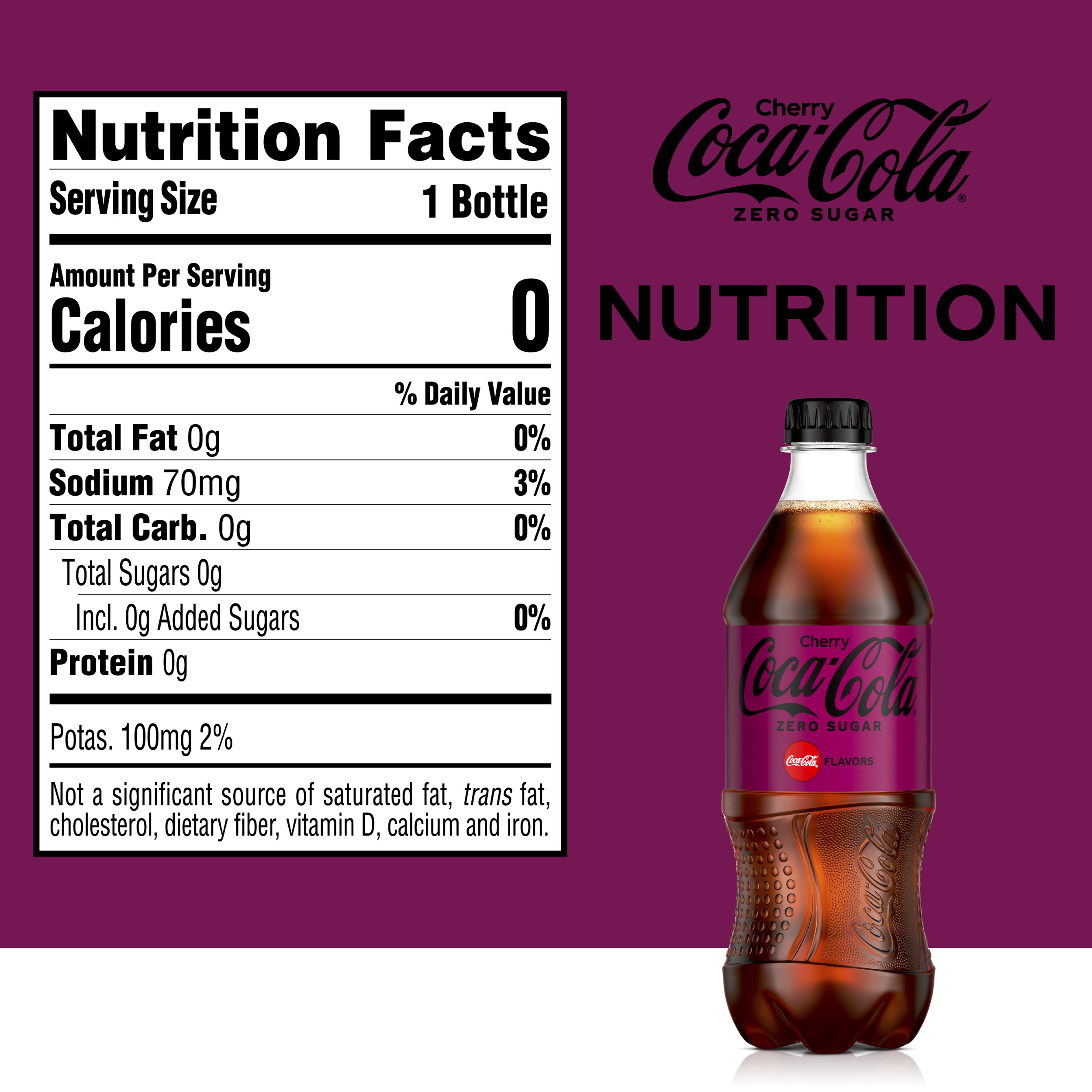 Coca-Cola Zero Cherry Diet Soda Soft Drink, 20 fl oz