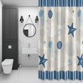 thumbnail image 4 of Ocean Striped Bathroom Shower Curtain, Navy Blue Starfish Shell Jellyfish Coral Conch Waterproof Washable Soft Bath Curtain for Bathtub Decor with 12 Hooks&Grommet, 36x72 Inch, 4 of 9
