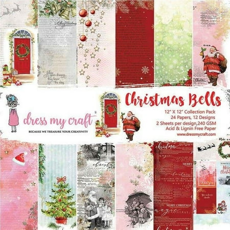 UPC: 0194186001798 | Dress My Craft DMCP2410 12 x 12 in. Christmas Bells Paper Pad
