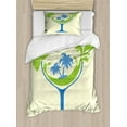 thumbnail image 1 of Bar Duvet Cover Set Twin Size, Cocktail Beach Bar with an Alcohol Glass Palms Holiday Times, Decorative 2 Piece Bedding Set with 1 Pillow Sham, Cream Violet Blue and Lime Green, by Ambesonne, 1 of 3