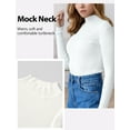 thumbnail image 4 of FEOYA Women Half Turtleneck Knit Sweaters Ladies Ribbed Pullover Top Slim Fit Basic Long Sleeve Sweater White for Winter Fall White, 4 of 7