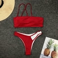 thumbnail image 4 of Fairnull Irregular Single Shoulder High Waist Bikini Set 2 Pieces Bandeau Bra High Waist Briefs Swimwear for Water Activity, 4 of 7