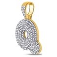 thumbnail image 2 of 10kt Yellow Gold Mens Round Diamond Bubble Q Letter Charm Pendant 3/4 Cttw, 2 of 2